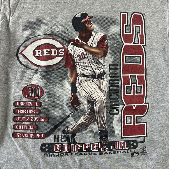 Vintage Ken Griffey Jr Graphic Shirt Men’s Medium Cincinnati Reds Stats Y2K - Picture 1 of 10